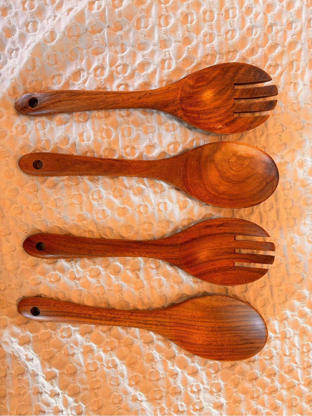 Set of 2 Wooden Salad Serving Spoon and Fork sets